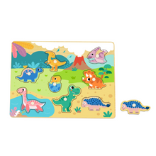 Load image into Gallery viewer, Wooden Dinosaur Peg Puzzle- Hi Pando