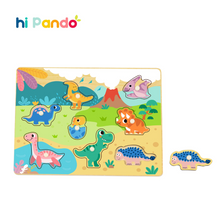 Load image into Gallery viewer, Wooden Dinosaur Peg Puzzle- Hi Pando