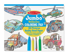 Load image into Gallery viewer, 50  Pictures Jumbo Colouring Pad- Vehicles - Melissa &amp; Doug