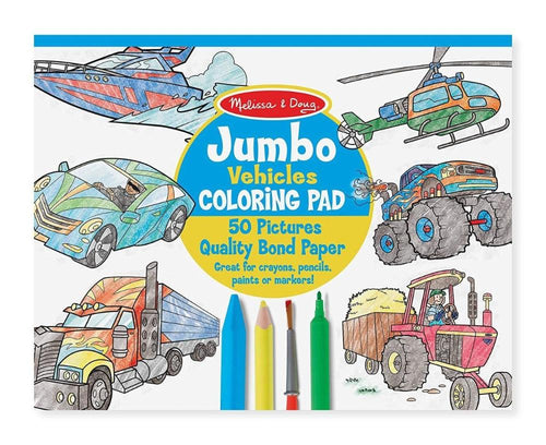 50  Pictures Jumbo Colouring Pad- Vehicles - Melissa & Doug