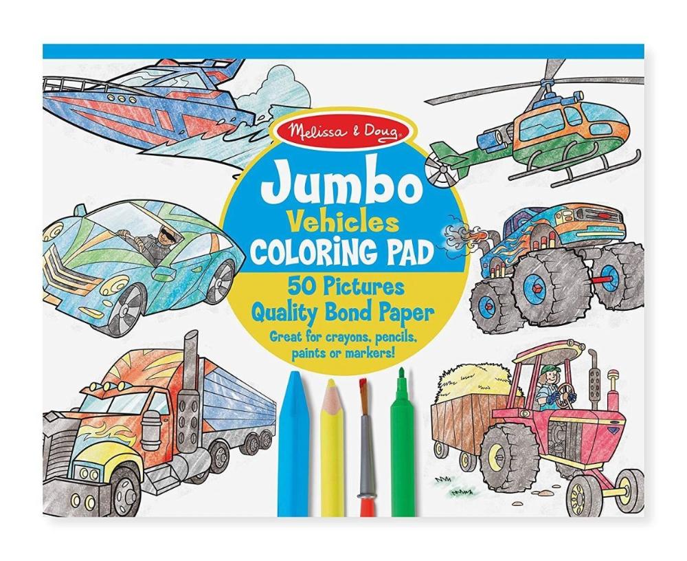 50  Pictures Jumbo Colouring Pad- Vehicles - Melissa & Doug