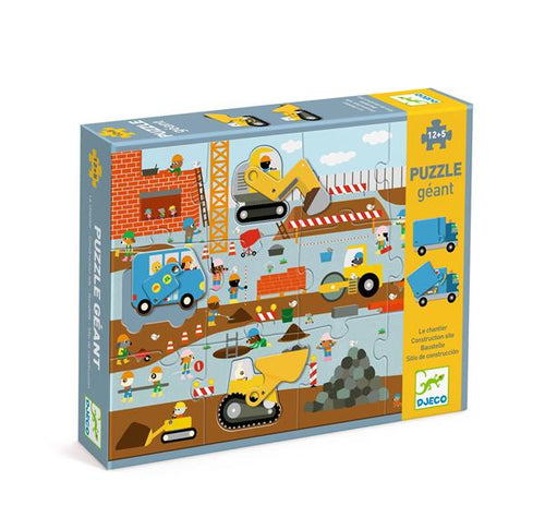 Construction Site Giant Puzzle - Djeco - 17 PC