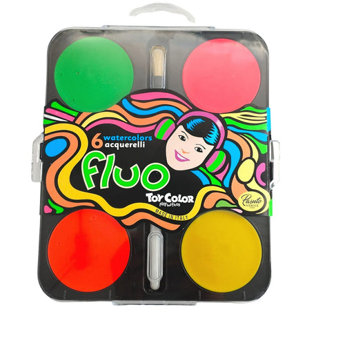 Toy Color- Set Of 6 Giant Tablets Flourescent Watercolors