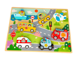 Wooden Transport Chunky Puzzle - Tooky Toy