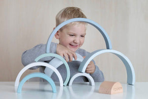 Wooden Rainbow Stacker - Blue - Little Dutch