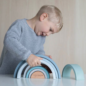 Wooden Rainbow Stacker - Blue - Little Dutch