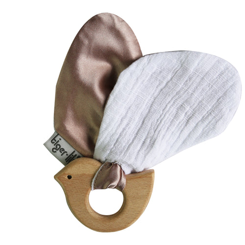 Bird Teether - White & Mocha - Tiger Lily