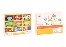 Load image into Gallery viewer, Tooky Toy - City Vehicles &amp; Wooden Street Sign Set
