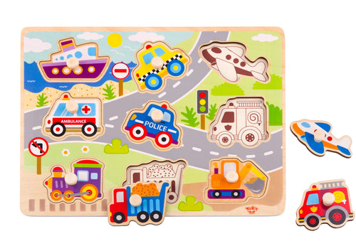 Vehicle Peg Puzzle - Tooky Toy