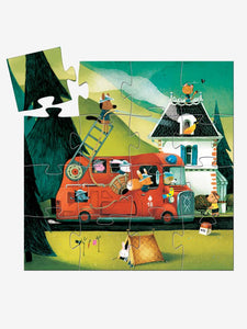 Fire Truck Silhouette Puzzle - Djeco - 16 pc